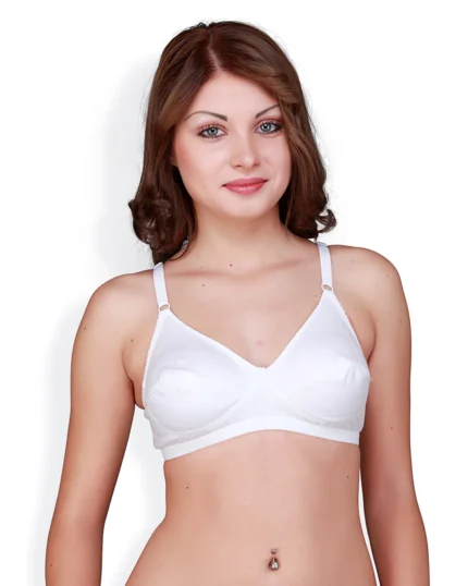 White  Non-Wired Flora Cotton Full-Coverage Bra